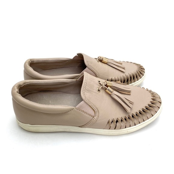 J/SLIDES Nyc AZTEC Leather Fringe Wrapped Tassel Slip on Shoes in National Beige - Picture 5 of 11